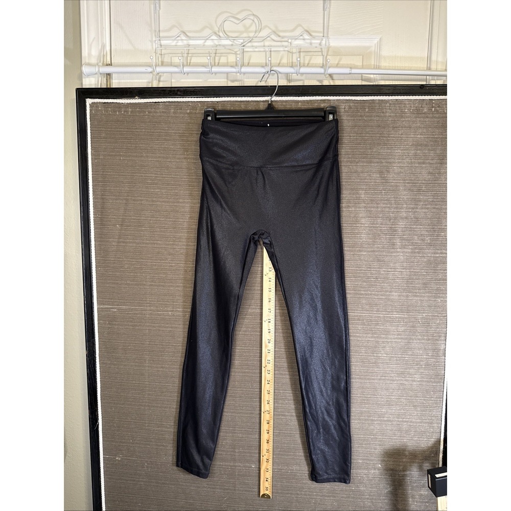 Santiny Metallic Black Coated Shiny Stretch Leggings Size 27/XS Skinny